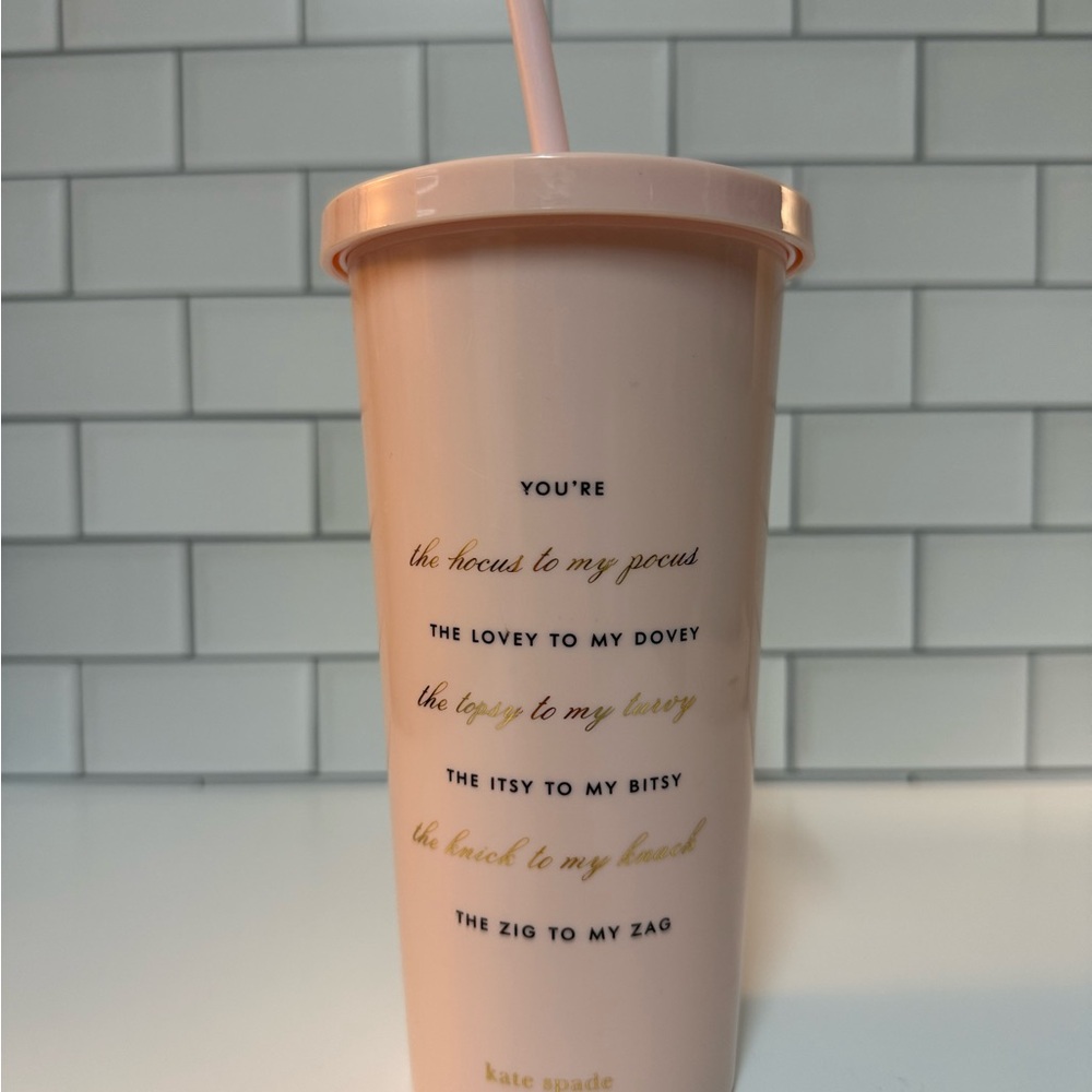 Kate Spade Blush “Bridesmaid” Tumbler with Straw